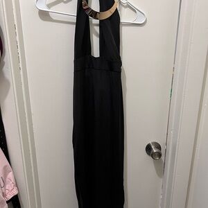 JLUXLABEL Elegant Black Halter Dress